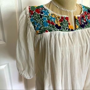 Vintage Mexican peasant blouse - unique chrocheted back size medium maybe?